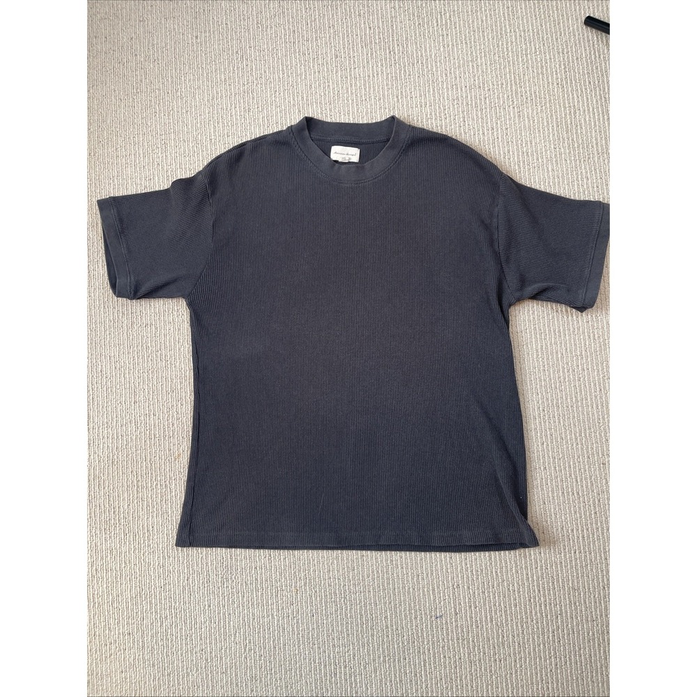 American Garage Men's XL Thermal Waffle Knit Tee Short Sleeve Shirt Gray